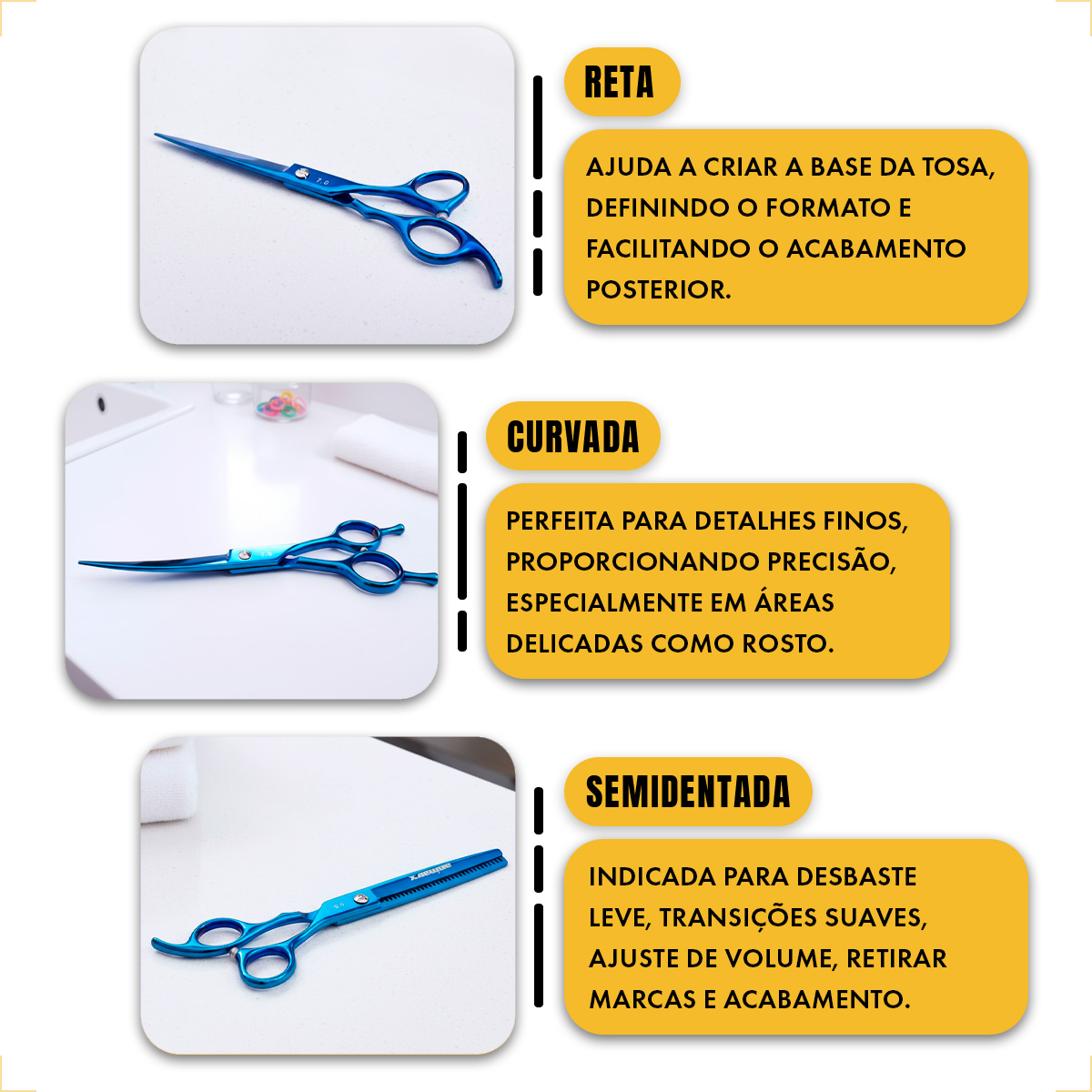 Kit 5 Tesouras Pet Banho Tosa 7 Polegadas (7 Peças) - ANIMAUX - Azul — foto 6