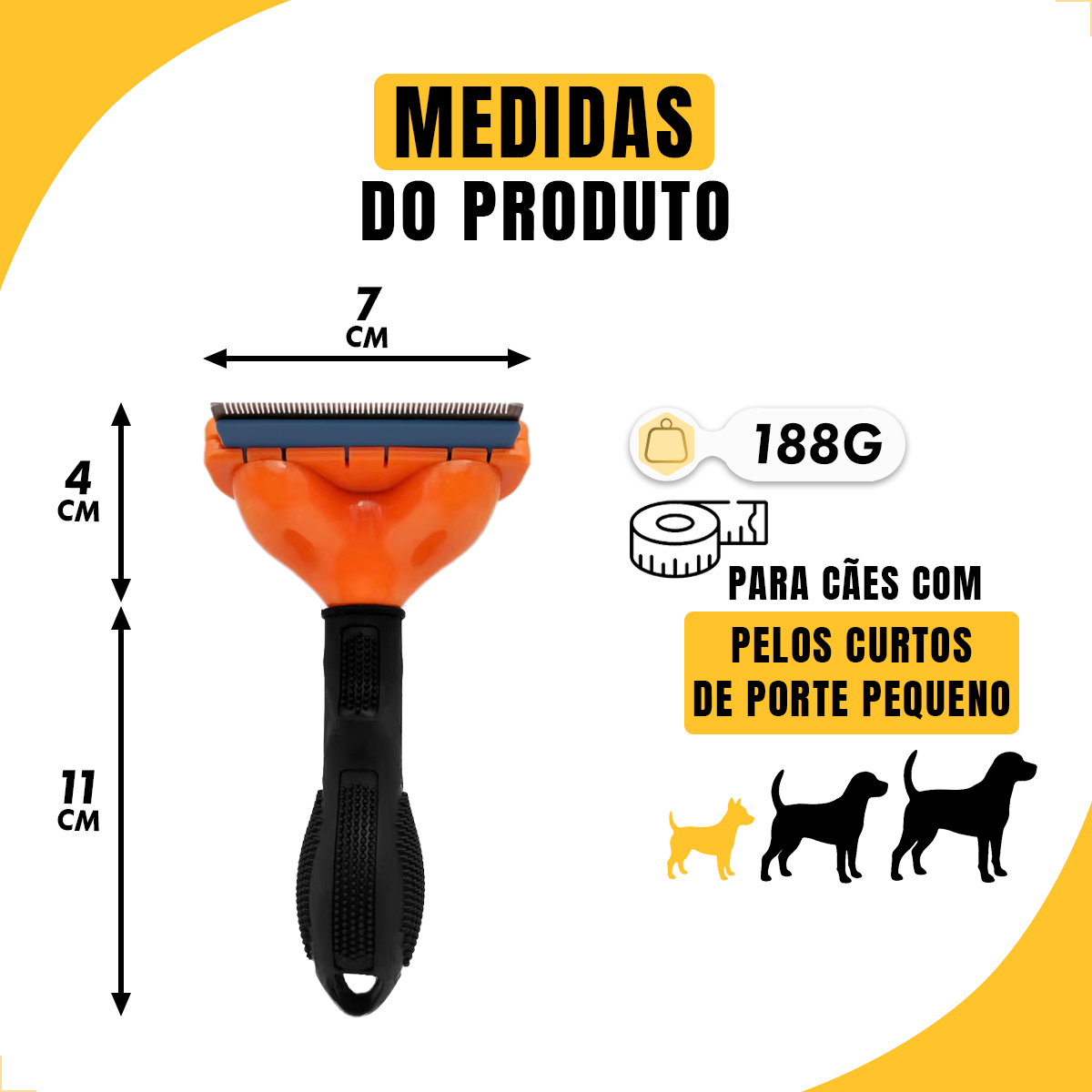 Escova Rasqueadeira Removedora Pelos Cães até 10 kg LaranjaM - Laranja Azul — foto 2