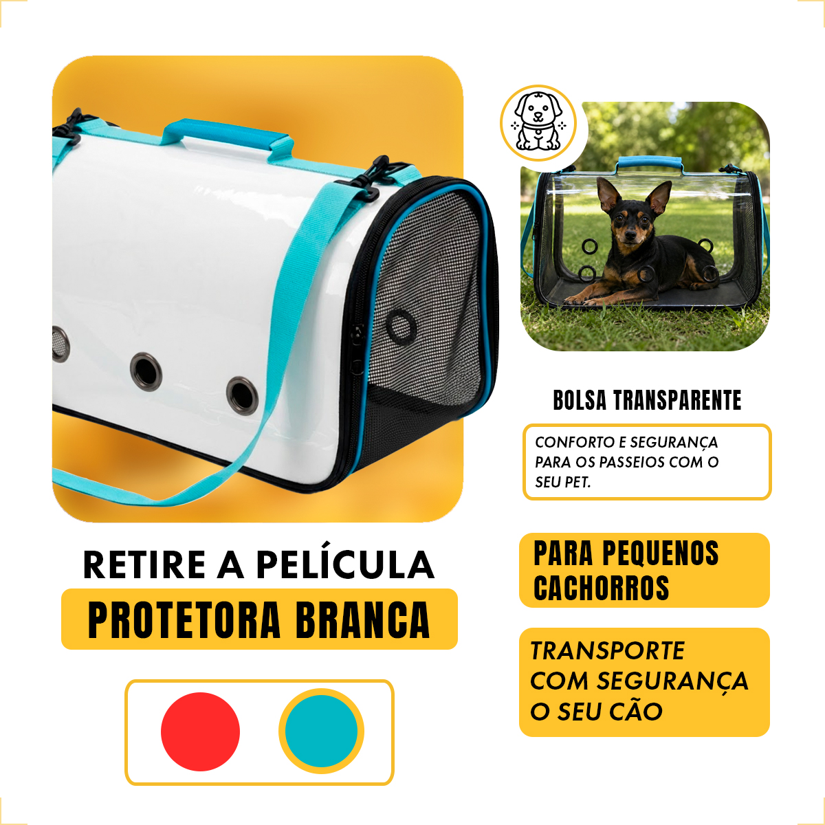 Bolsa  de Transporte Pet Cães e Gatos até 5kg - Azul — foto 5