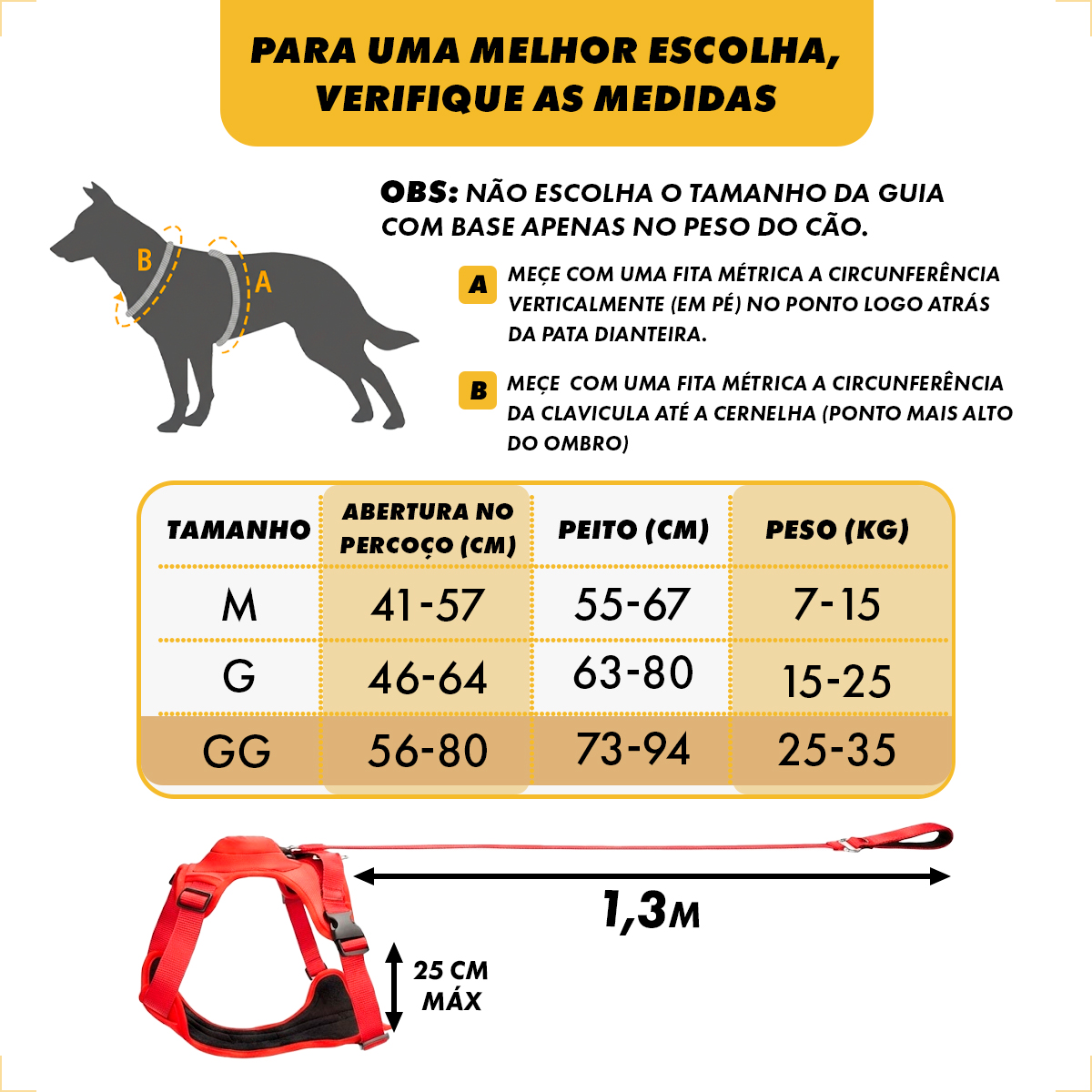 Coleira 2x1 Guia Peitoral Integrado Tamanho GG - Vermelho — foto 3