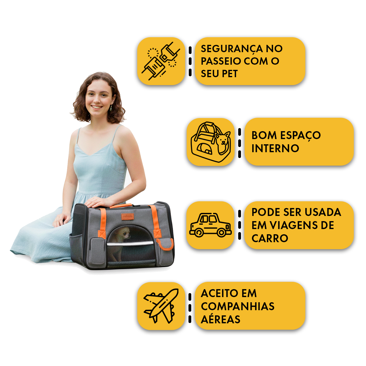 Bolsa Transporte Luxo Pet Viagem Passeio Aéreo Cães Gatos 8kg - Cinza — foto 6