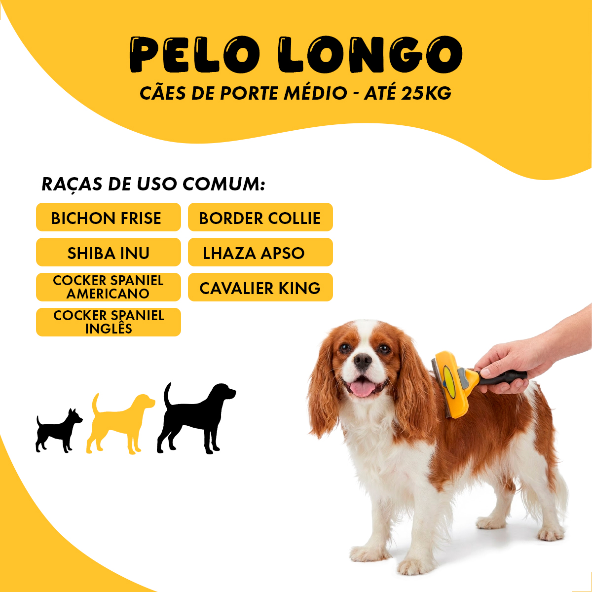 Escova Rasqueadeira Removedora de Pelos Porte Médio até  25 kg- AMARELO G - Pelo Longo — foto 5