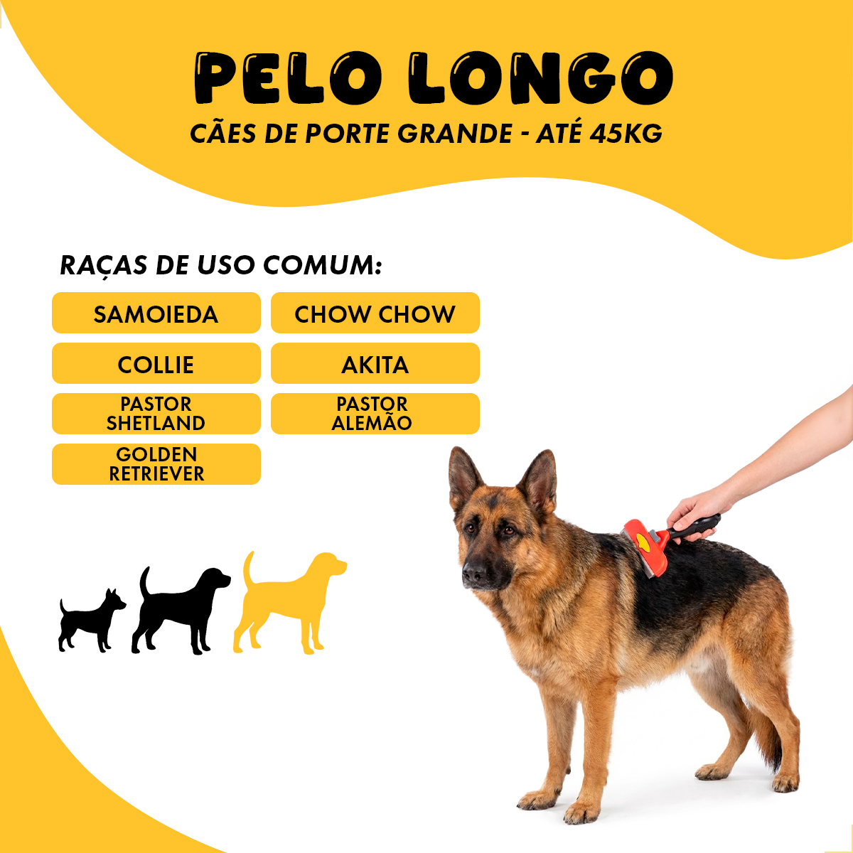 Escova Rasqueadeira Removedora de Pelos Porte Grande 30 a 45 KG VERMELHO GG - Pelo Longo — foto 5