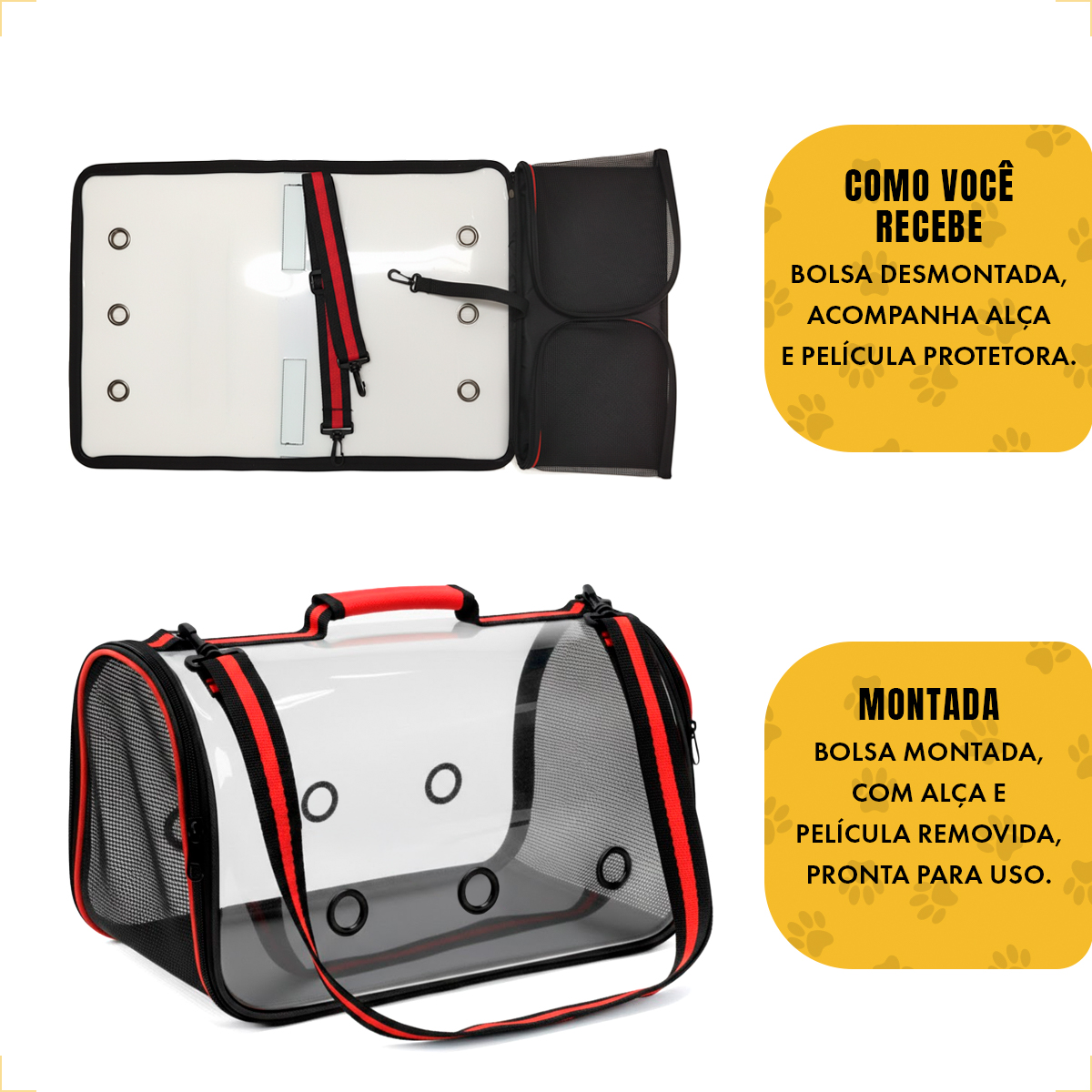 Bolsa  de Transporte Pet Cães e Gatos até 5kg - Vermelho — foto 7