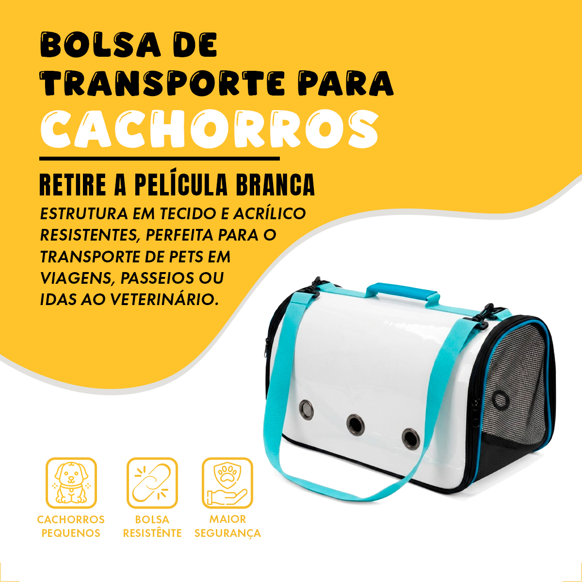 Bolsa  de Transporte Pet Cães e Gatos até 5kg - Azul — foto 4