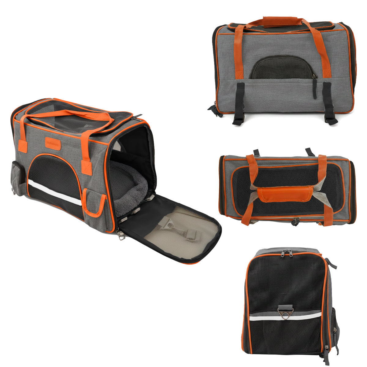 Bolsa Transporte Luxo Pet Viagem Passeio Aéreo Cães Gatos 8kg - Cinza — foto 8