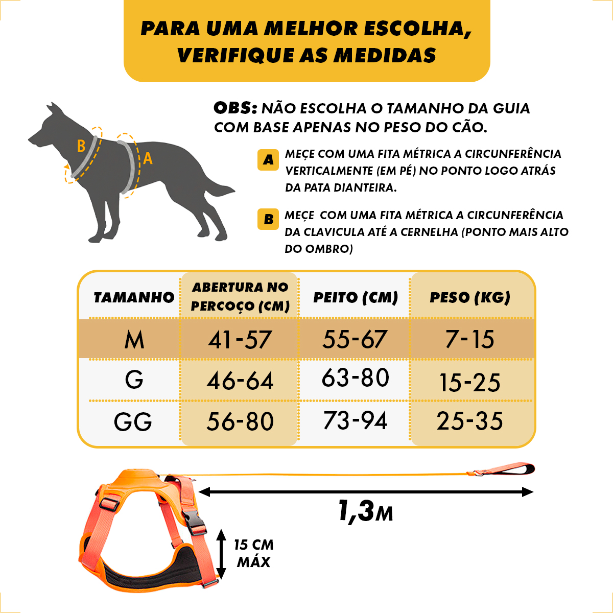Coleira 2x1 Guia Peitoral Integrado Tamanho M - Laranja — foto 3