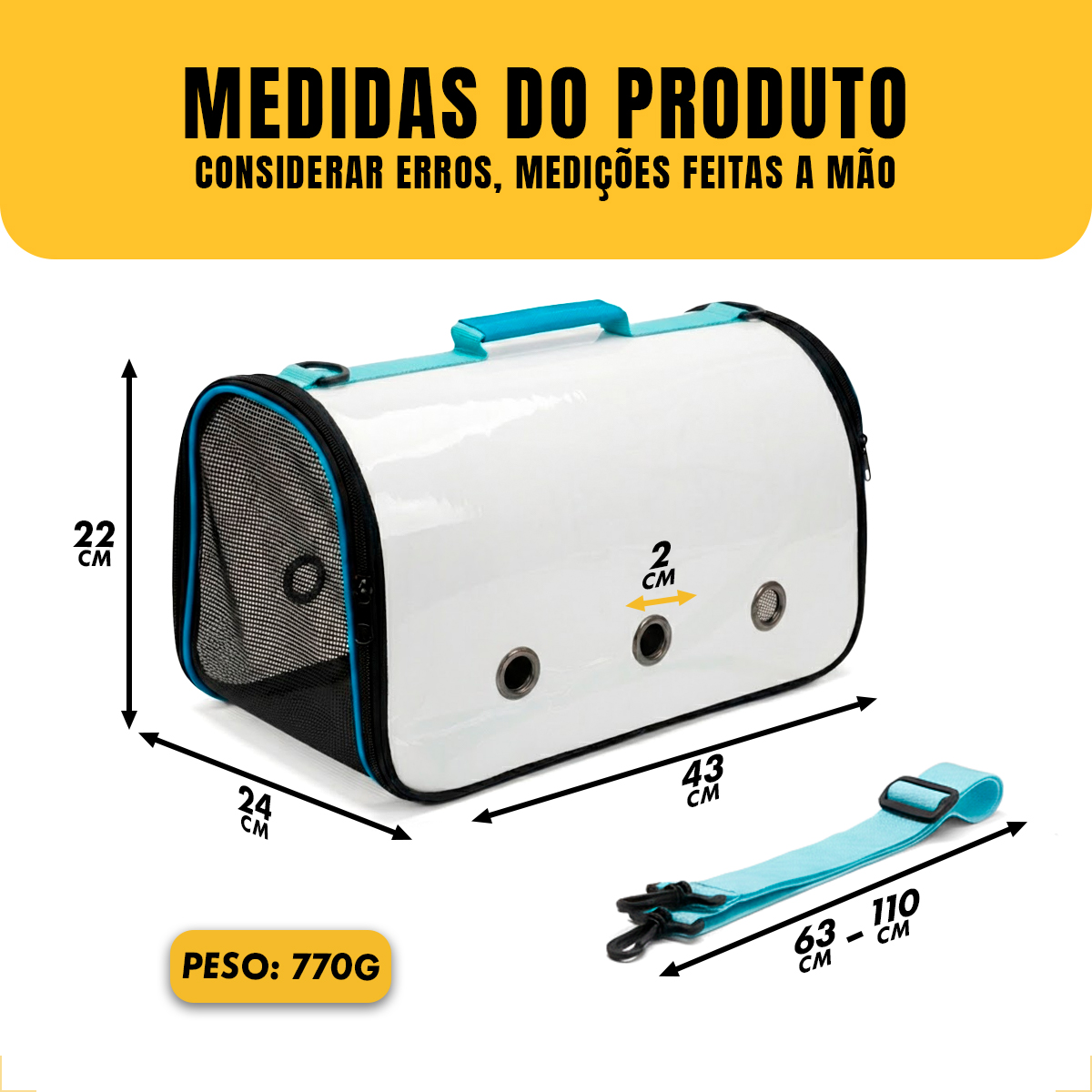 Bolsa  de Transporte Pet Cães e Gatos até 5kg - Azul — foto 3