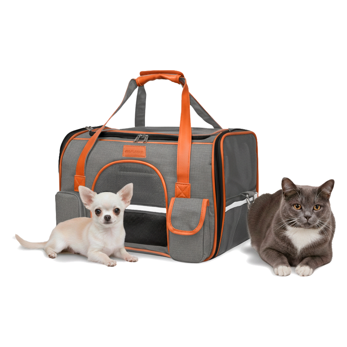 Bolsa Transporte Luxo Pet Viagem Passeio Aéreo Cães Gatos 8kg - Cinza — foto 7