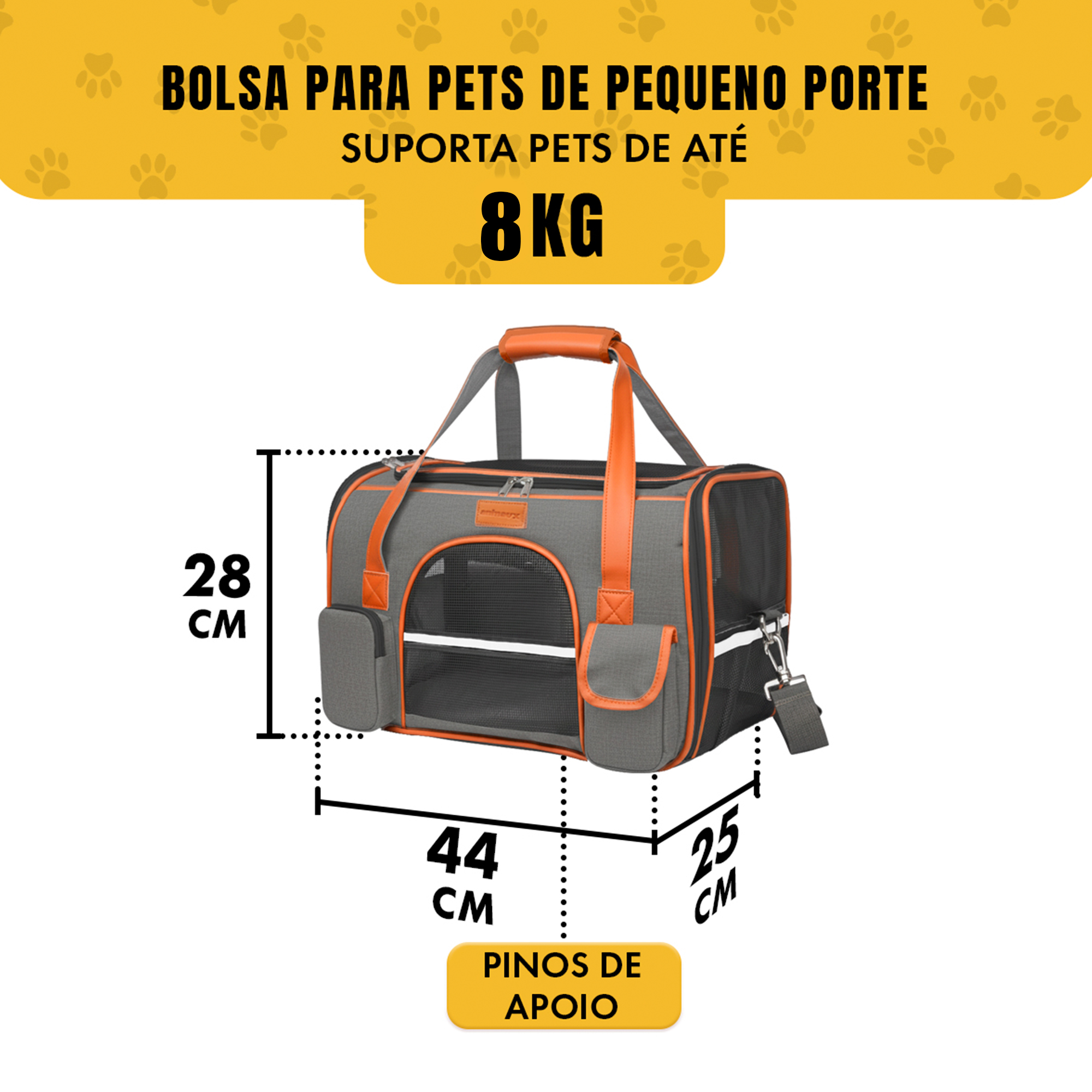 Bolsa Transporte Luxo Pet Viagem Passeio Aéreo Cães Gatos 8kg - Cinza — foto 2