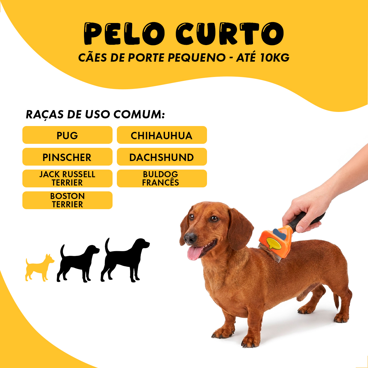 Escova Rasqueadeira Removedora Pelos Cães até 10 kg LaranjaM - Laranja Azul — foto 5