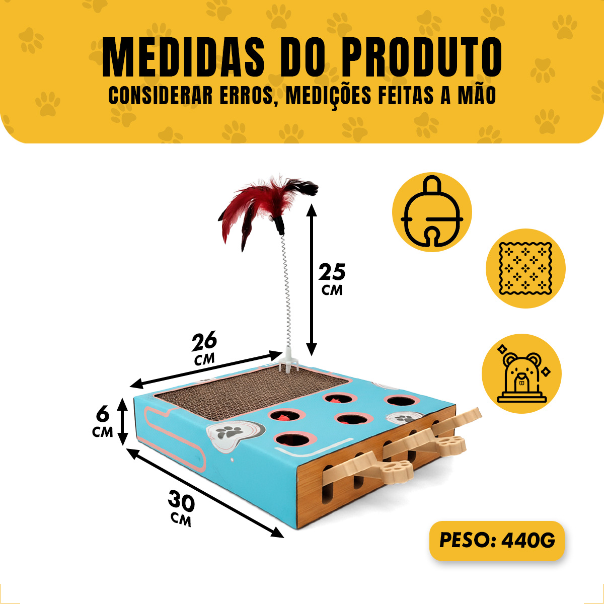Brinquedo Interativo Gato com 5 Pedais Topeira e Arranhador — foto 3
