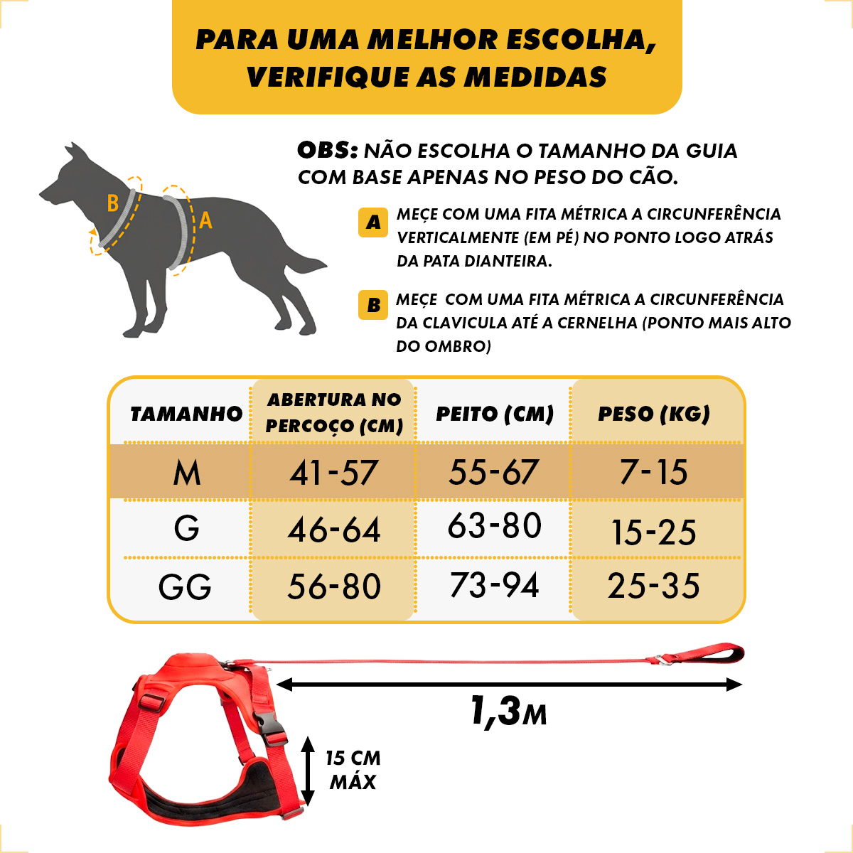 Coleira 2x1 Guia Peitoral Integrado Tamanho M - Vermelho — foto 3