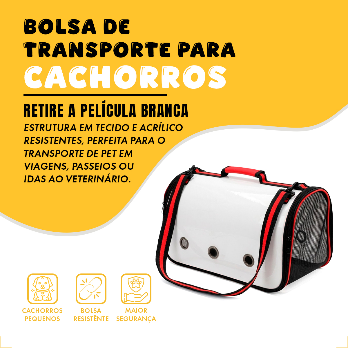 Bolsa  de Transporte Pet Cães e Gatos até 5kg - Vermelho — foto 4