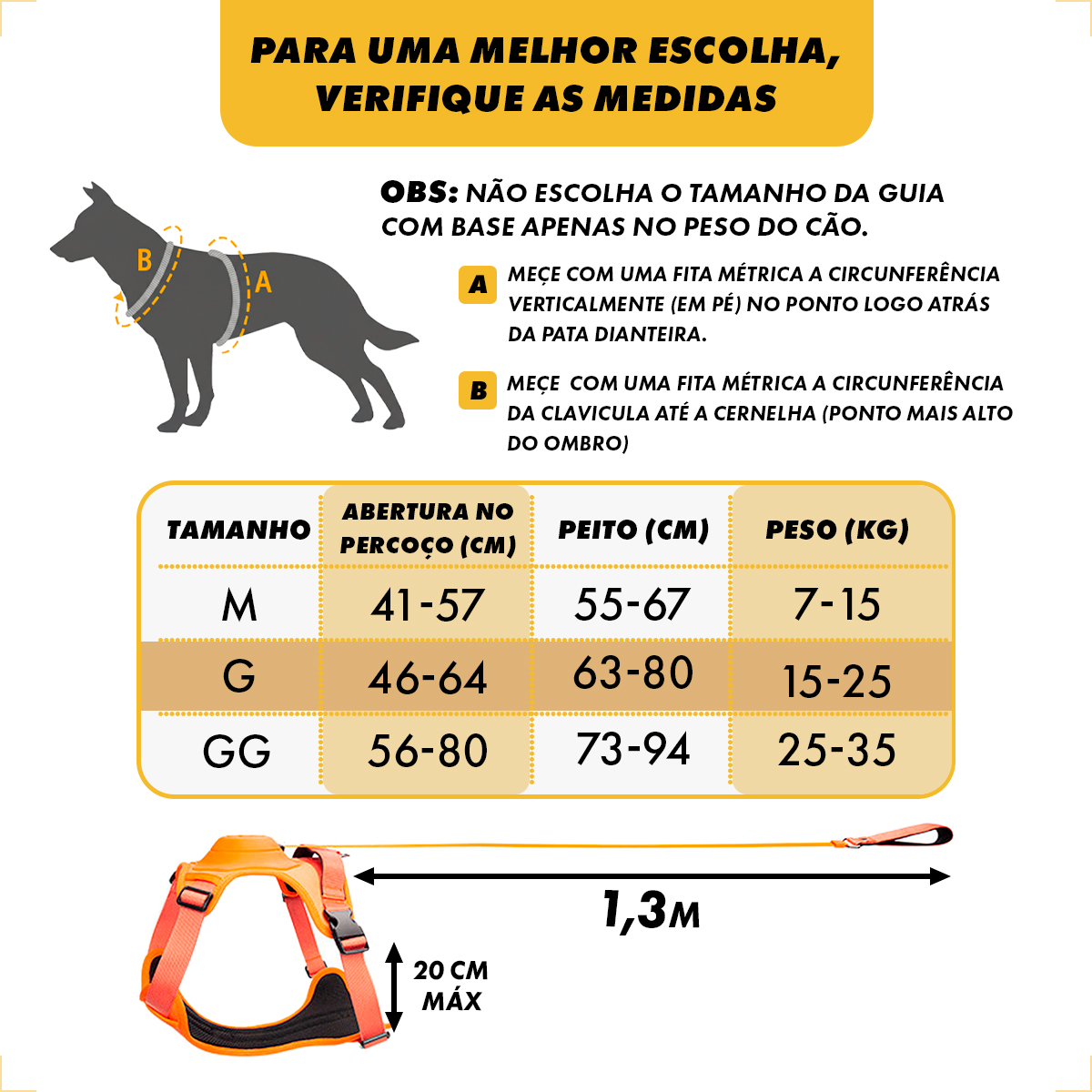 Coleira 2x1 Guia Peitoral Integrado Tamanho G - Laranja — foto 3