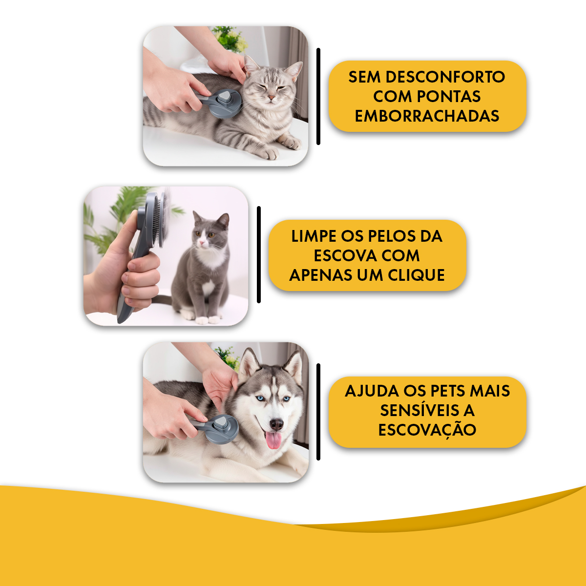 Escova Removedora de pelos Pakeway para Cães e Gatos - Cinza-claro — foto 5