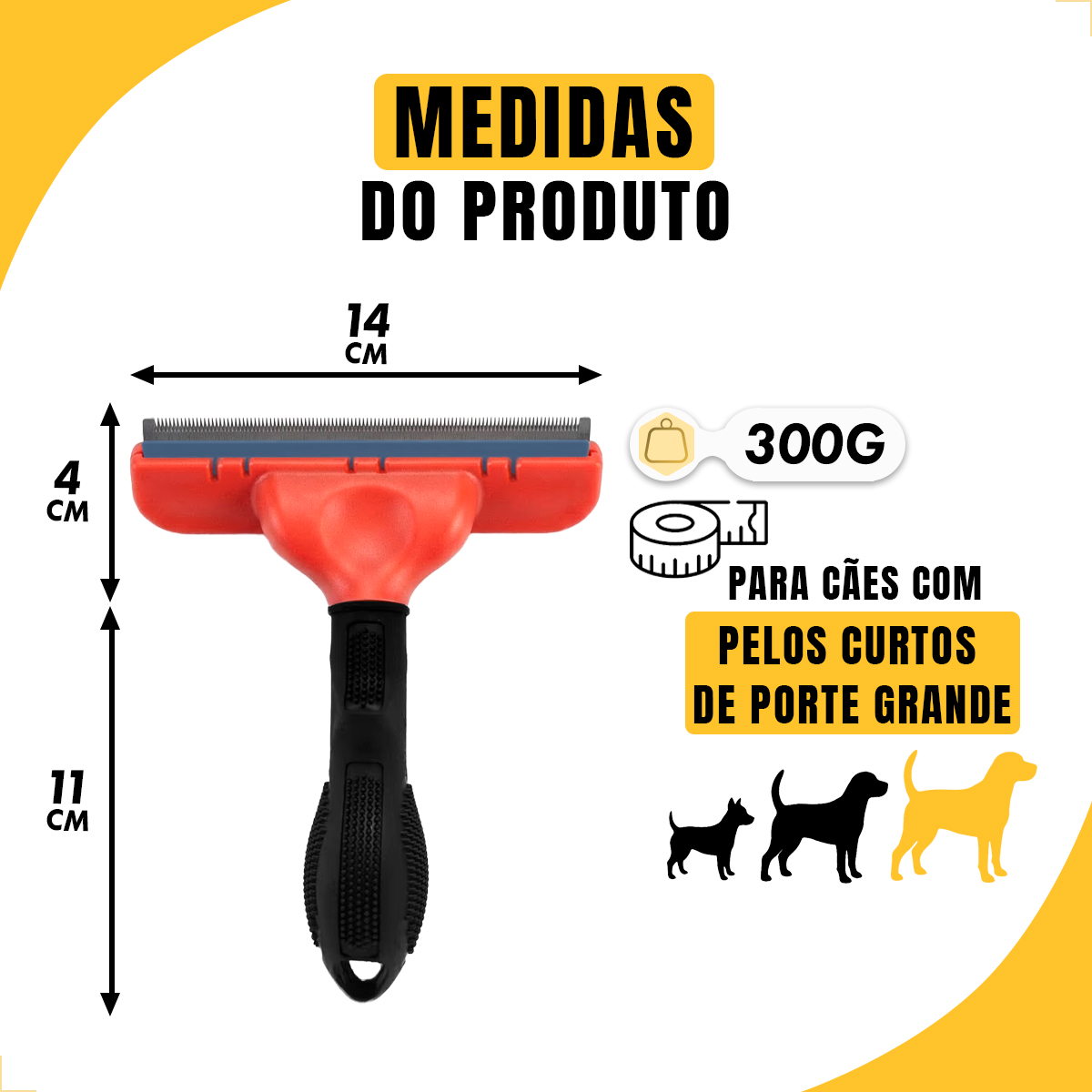Escova Rasqueadeira Removedora de Pelos Porte Grande 30 a 45 KG VERMELHO GG - Pelo Curto — foto 2