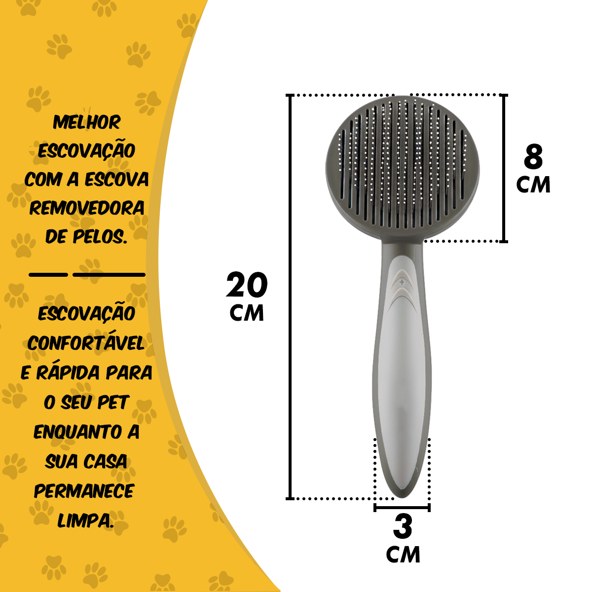 Escova Removedora de pelos Pakeway para Cães e Gatos - Cinza-claro — foto 3
