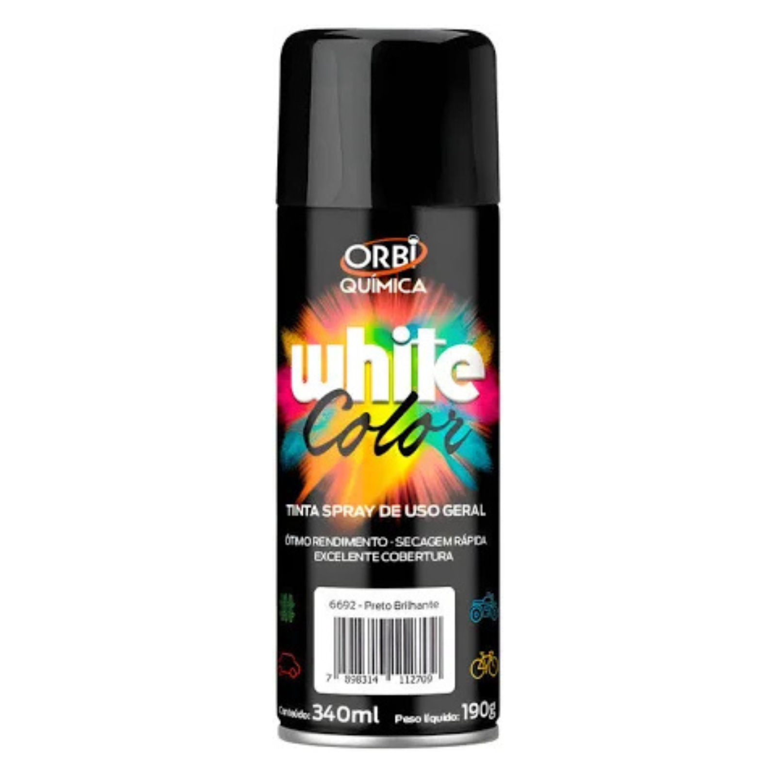 TINTA SPRAY PRETO BRILHO ORBI | 340ML / 190G