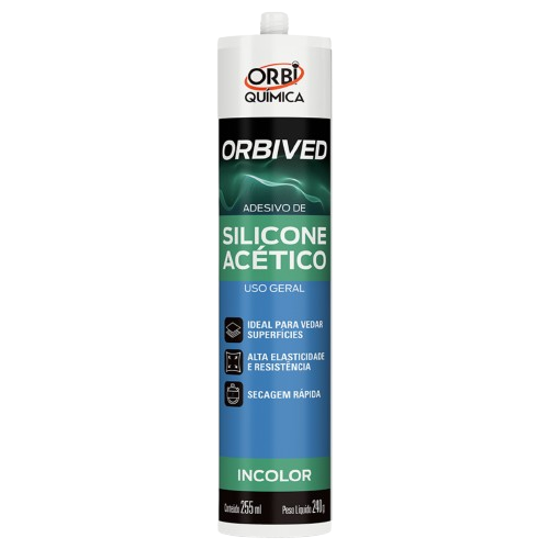 ADESIVO DE SILICONE ACÉTICO INCOLOR ORBI | 240G