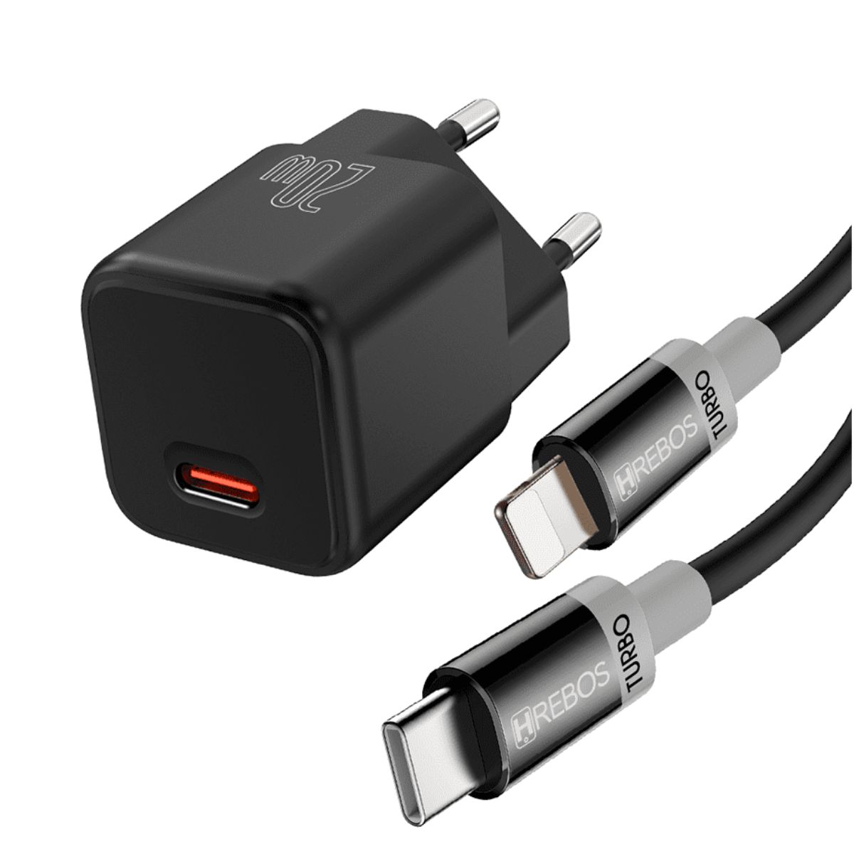 Kit Carregador 20W Hrebos Usb-C/Lightning - HS-387i