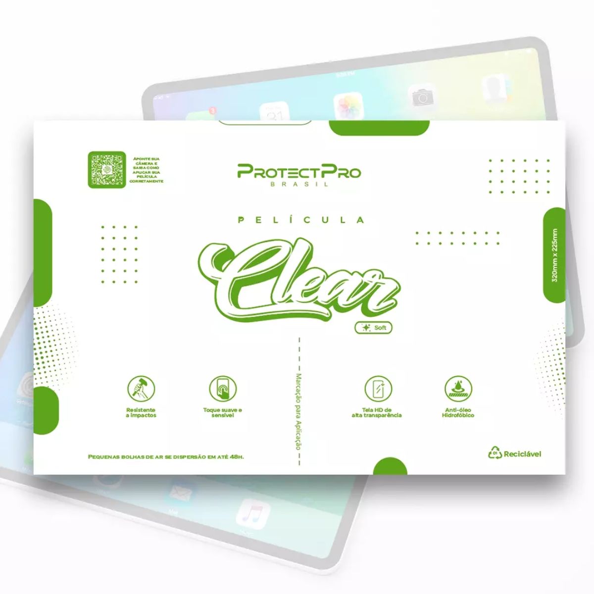 Pack C/ 5 Un Películas P/ Recorte Tablet 13" Protect Pro - Clear Hd