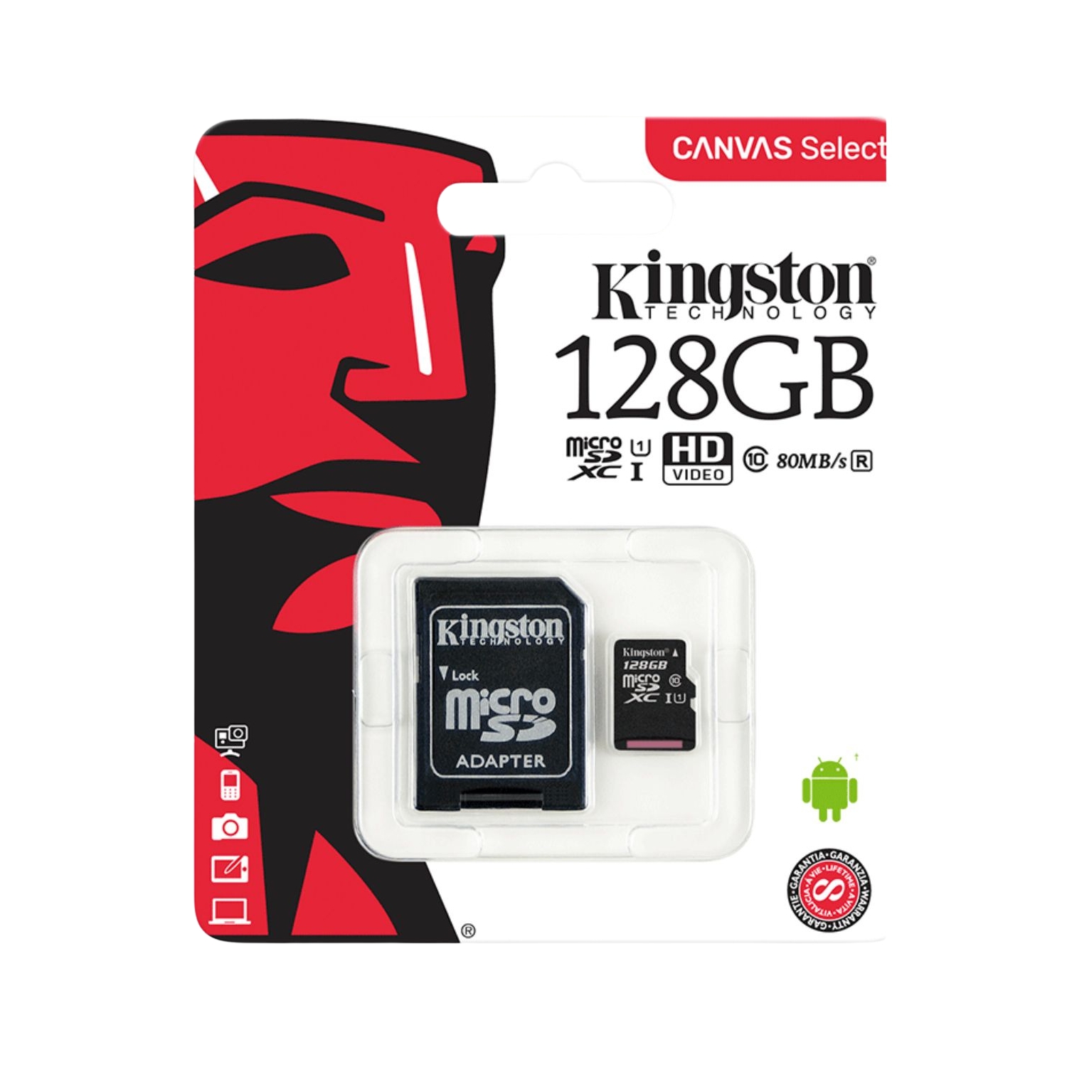 Cartão De Memória Kingston Canvas Select Plus 128GB - Classe 10