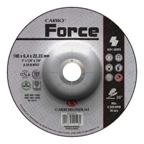 Disco desbaste ferro carboforce 180X6,4X22,23mm