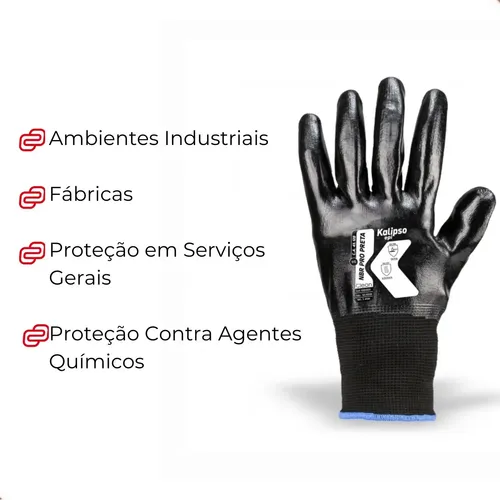 Luva nitrílica banho total NBR PRO preta CA 45128 Kalipso