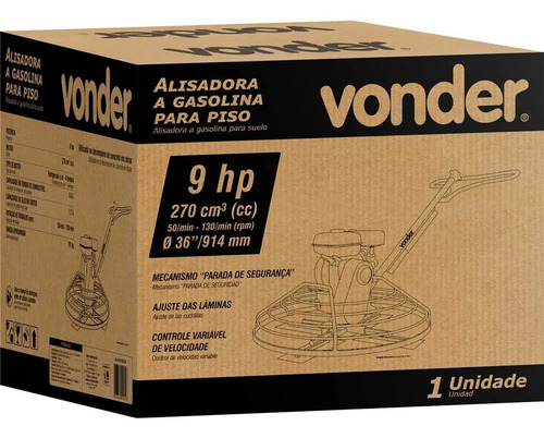 Alisadora de piso a gasolina 36" 9,0hp Vonder 6659036055