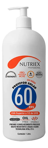 Protetor solar FPS 60 corporal Nutriex profissional 1 litro 0061028