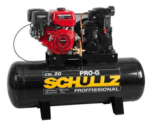 Compressor de Ar Estacionário Pistão CSL20PROGAS 200 C Motor Gasolina 8CV 4T Schulz 92277970