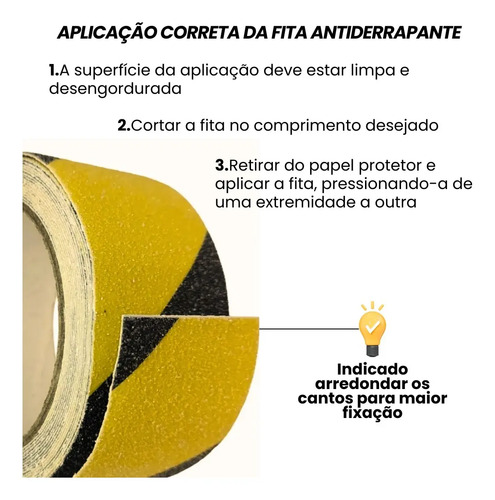 Fita antiderrapante 50mm 5 metros amarela/preta Plastcor 600.31403
