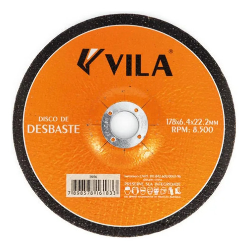 Disco de desbaste 7" 178X6,4X22,2 Vila 11926