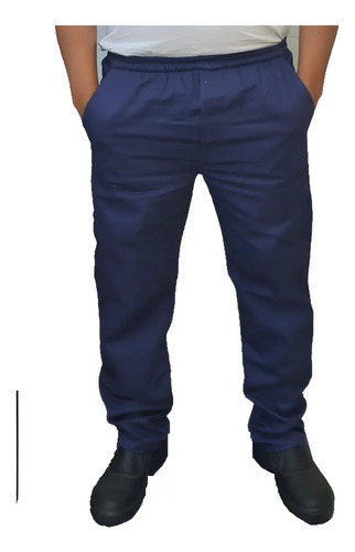 Calça de brim azul marinho meio elástico