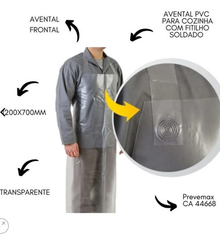 Avental vinil com cordão nylon solto transparente CA 44668 Prevemax RAVE00008