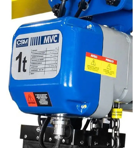 Talha elétrica de corrente mvc com trole 1 tonelada 6 metros 380v Csm 75001479