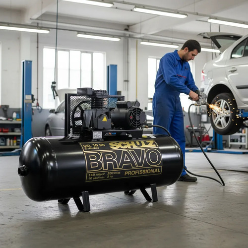 Compressor de Ar Estacionário Pistão CSL10BRAVO 200 I Motor Monofásico Aber Industrial 2CV 220V 2P60Hz Schulz 92179800