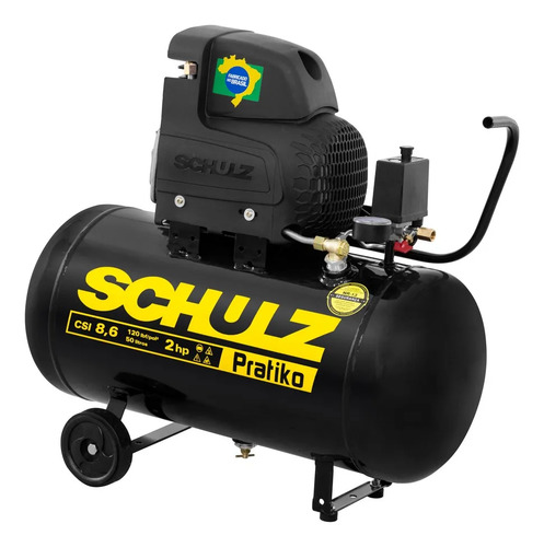 Motocompressor Ar Portátil Pistão CSI8,6PRATIKO 50 I Motor Monofásico Aberto Industrial 2CV 127V 2P60Hz Schulz 91504270