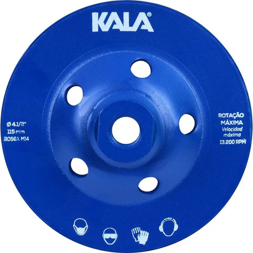 Rebolo diamantado turbo 4.1/2" 115mm rosca M14 931209 Kala