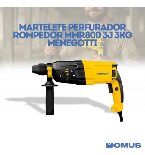Martelete Perfurador Rompedor MMR800 3J 3KG 220V Menegotti 40870149