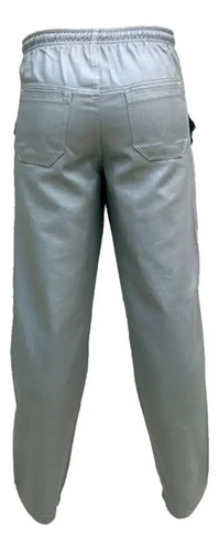 Calça em brim pesado cinza com zíper Kremsi Uniformes