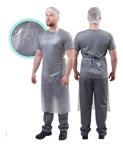 Avental vinil com cordão nylon solto transparente CA 44668 Prevemax RAVE00008