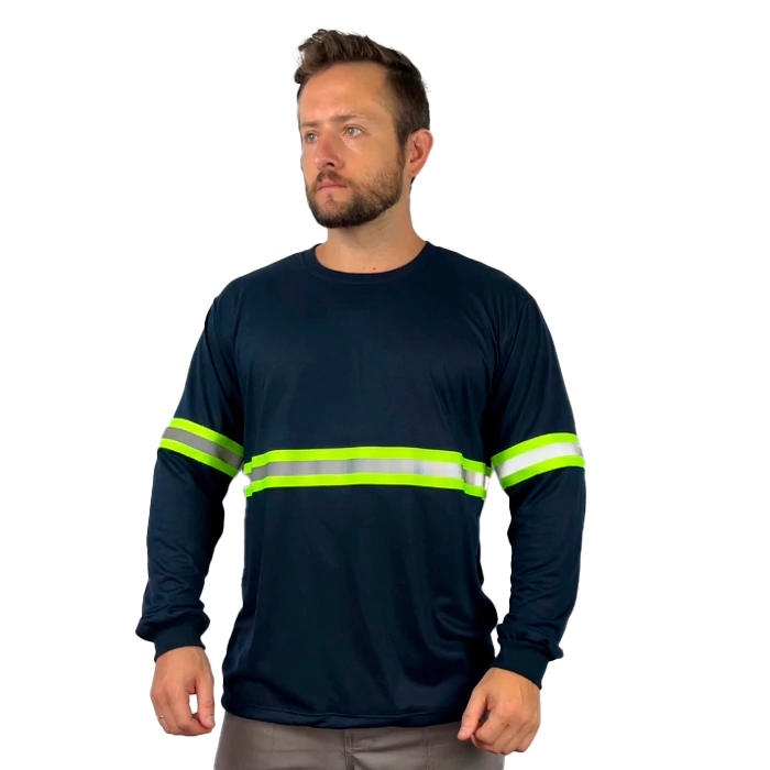 CRF19.4K1356LRJ Camiseta gola redonda manga longa com punho pv confort com refletivo com recorte