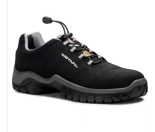 Sapato energy microfibra preto/cinza EN10023S2 Estival CA 40516