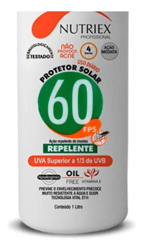 Protetor solar FPS 60 com repelente Nutriex 1 litro