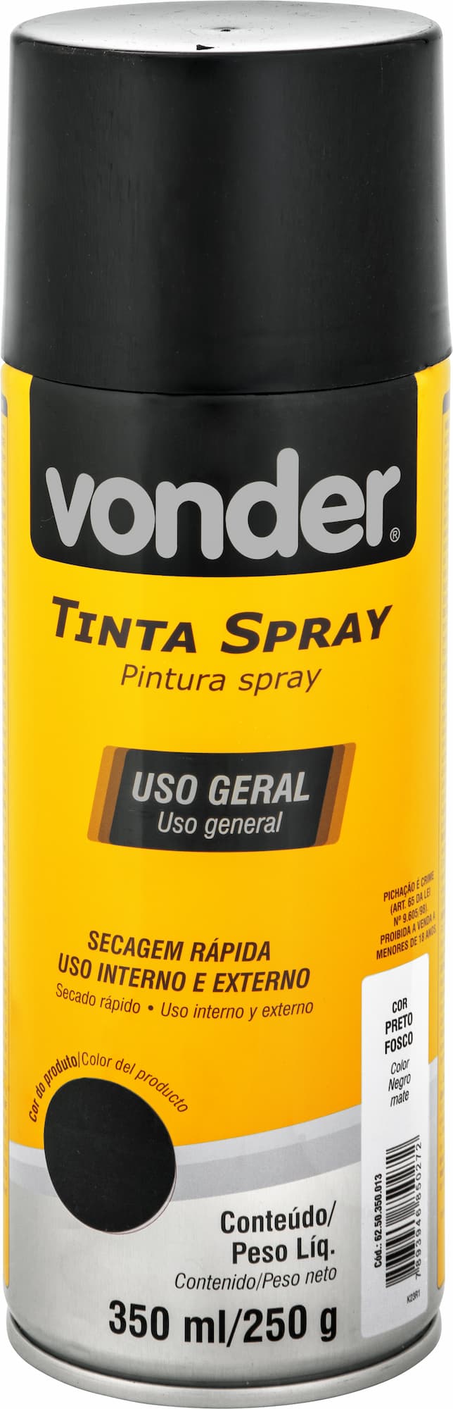Tinta spray  preto fosco 350ml  tek bond - vonder