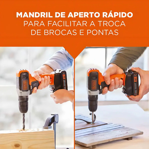 Furadeira parafusadeira bivolt BCD702C1 Black&Decker