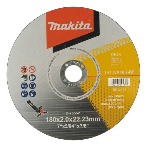 Disco fino de corte para inox 180X2,0mm Makita D-75552