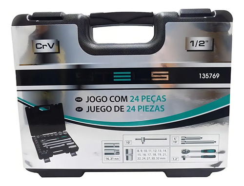Jogo de soquete 1/2 com 24 peças 8 a 32mmStels 135769